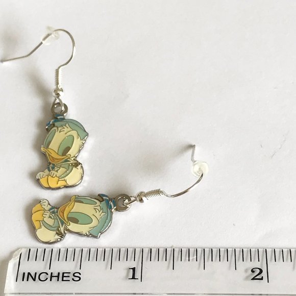 Vintage Disney Donald Duck Earrings Disneyana Signed Charms Disney Babies - Picture 11 of 11
